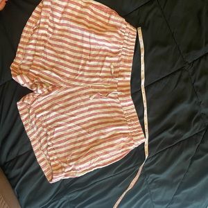 White and red striped shorts